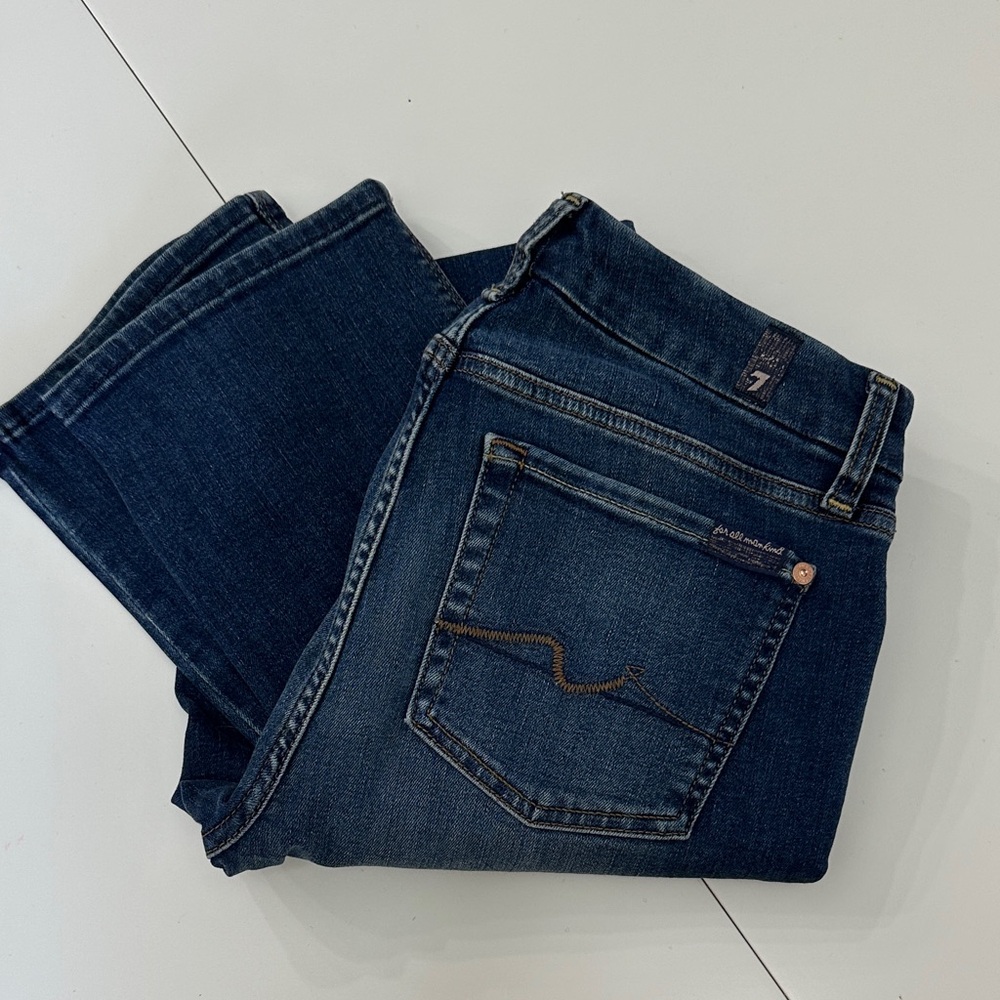 7 For All Mankind Women's Dark Blue Straight Leg Jeans